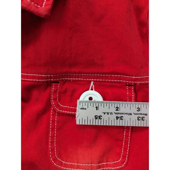 Vintage Beau Dawson Y2K Red Denim Jacket Size 8-10 - Picture 4 of 9